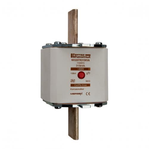 Mersen Y1030513A NH fuse-link gTr, 400VAC, size 3, 315KVA, middle indicator/live tags Mersen Y1030513A NH fuse-link gTr, 400VAC, size 3, 315KVA, middle indicator/live tags