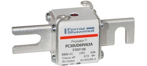 Mersen E300108 E300108 Mersen - Square Body High-Speed Fuse Protistor® Size 30 aR 690VAC IEC 700VAC UL 63A With Striker DIN 80 Blades Mersen E300108 E300108 Mersen - Square Body High-Speed Fuse Protistor® Size 30 aR 690VAC IEC 700VAC UL 63A With Striker DIN 80 Blades