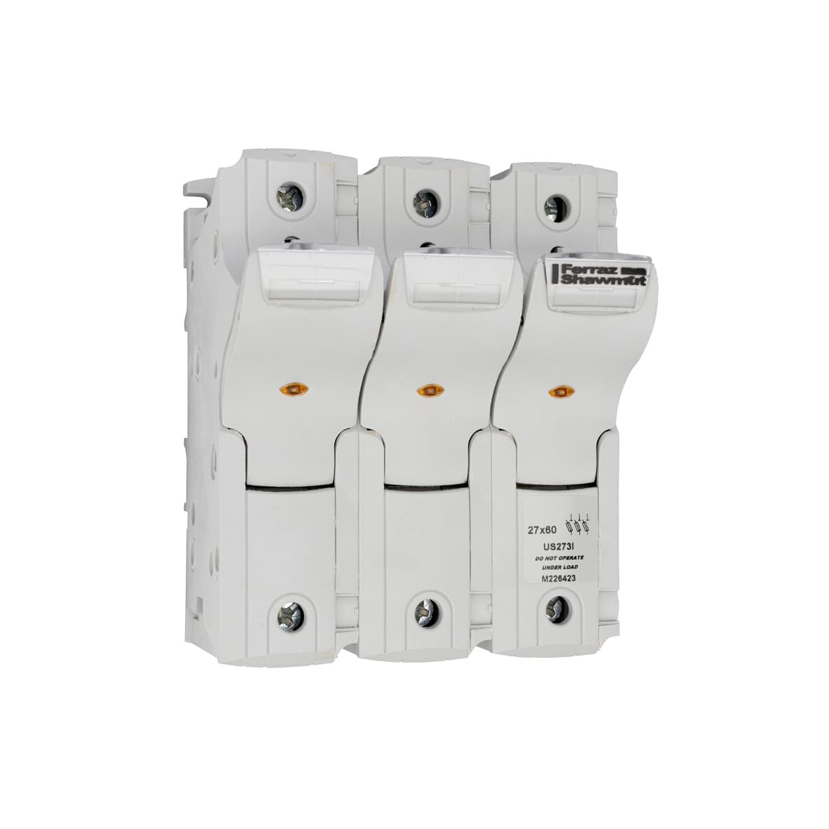 Mersen M226423 M226423 Mersen - Fuse Holder UltraSafe™ 800VAC 800VDC UL Fuse size 27x60 3-Pole Visual Indicator Faston Lugs IP20 Mersen M226423 M226423 Mersen - Fuse Holder UltraSafe™ 800VAC 800VDC UL Fuse size 27x60 3-Pole Visual Indicator Faston Lugs IP20