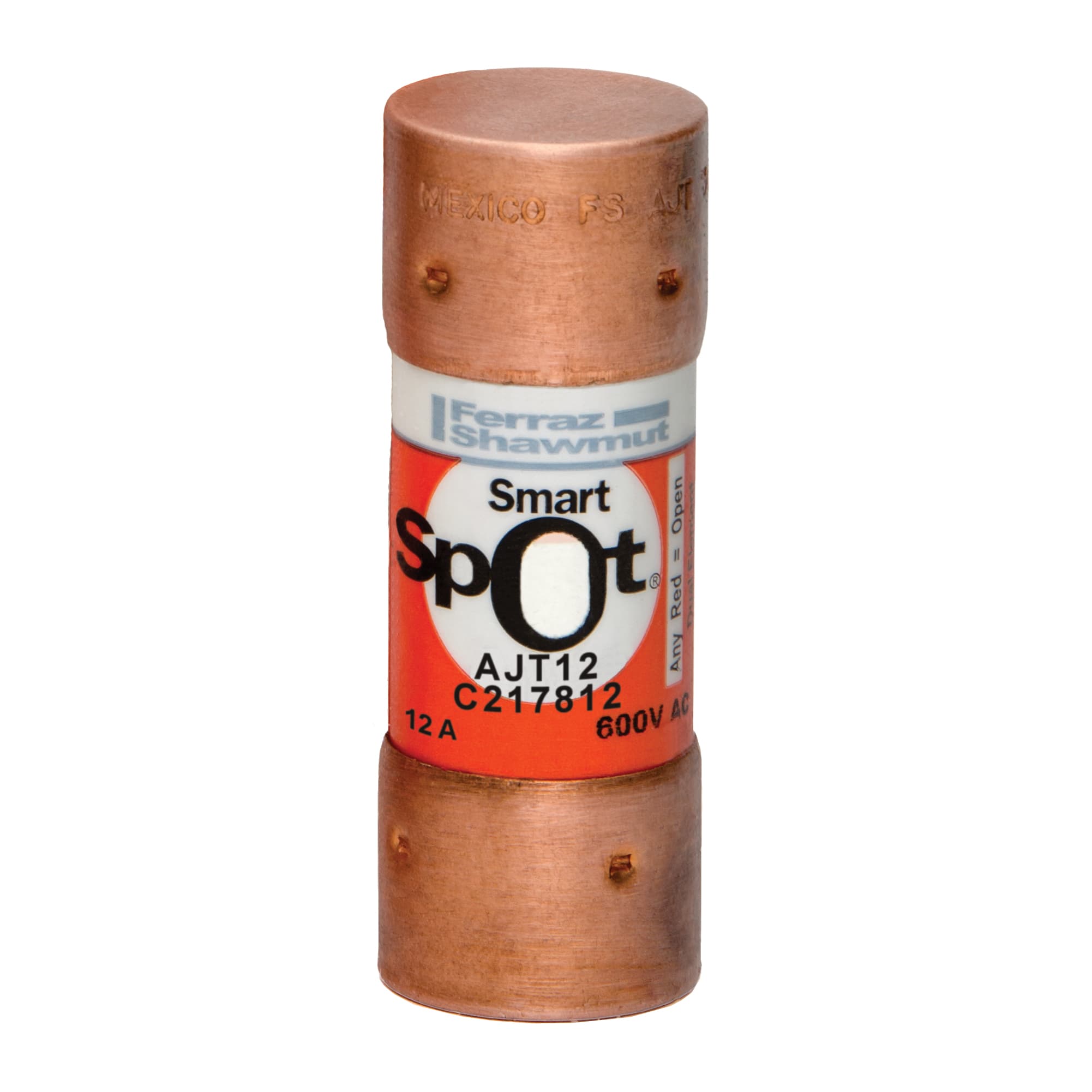 Mersen AJT12 AJT12 Mersen - Fuse AJT - Class J - Time-delay 600VAC 500VDC 12A Ferrule SmartSpot® Amp-Trap 2000® Mersen AJT12 AJT12 Mersen - Fuse AJT - Class J - Time-delay 600VAC 500VDC 12A Ferrule SmartSpot® Amp-Trap 2000®