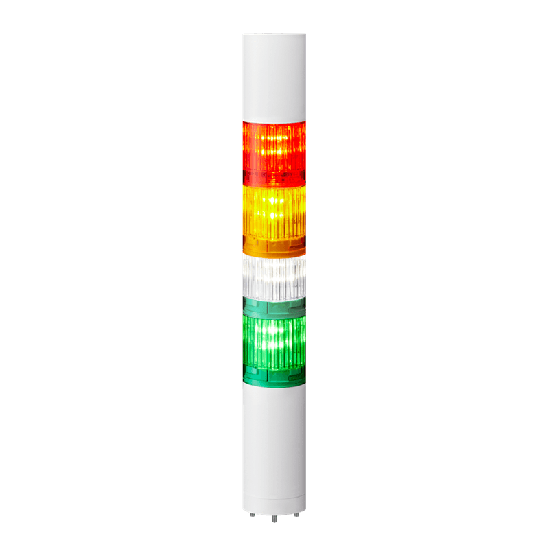 Patlite LR4-402WJBW-RYCG 40mm, 4-tier Signal Tower, 24V DC, Direct Mount with Cable, Flashing/Buzzer, Off-white Patlite LR4-402WJBW-RYCG 40mm, 4-tier Signal Tower, 24V DC, Direct Mount with Cable, Flashing/Buzzer, Off-white