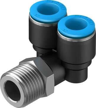Festo 153792 push-in T-fitting QSYL-3/8-1/2-U 360° orientable, male thread with external hexagon. Size: Standard, Nominal size: 9,8 mm, Type of seal on screw-in stud: coating, Assembly position: Any, Container size: 1 Festo 153792 push-in T-fitting QSYL-3/8-1/2-U 360° orientable, male thread with external hexagon. Size: Standard, Nominal size: 9,8 mm, Type of seal on screw-in stud: coating, Assembly position: Any, Container size: 1