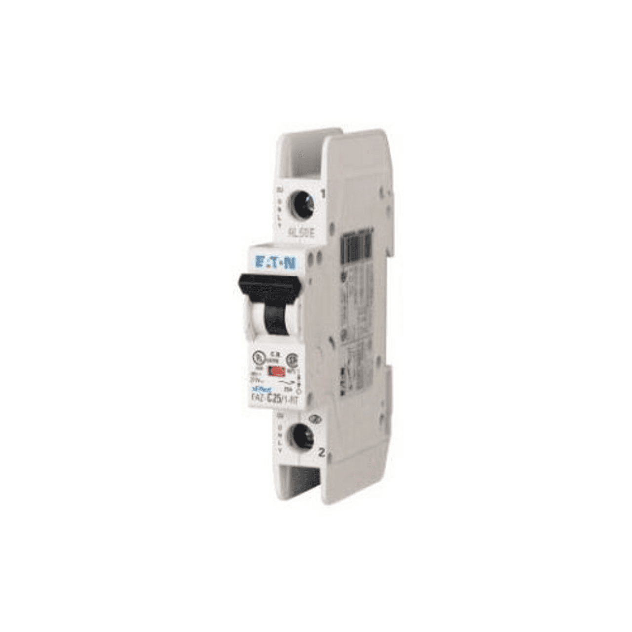 Eaton FAZ-C4/1-RT-SP 277/480 VAC 50/60 Hz, 4 A, 1-Pole, 10/14 kA, 5 to 10 x Rated Current, Ring Tongue Terminal, DIN Rail Mount, Single Packaging, C-Curve, Current Limiting, Thermal Magnetic Eaton FAZ-C4/1-RT-SP 277/480 VAC 50/60 Hz, 4 A, 1-Pole, 10/14 kA, 5 to 10 x Rated Current, Ring Tongue Terminal, DIN Rail Mount, Single Packaging, C-Curve, Current Limiting, Thermal Magnetic