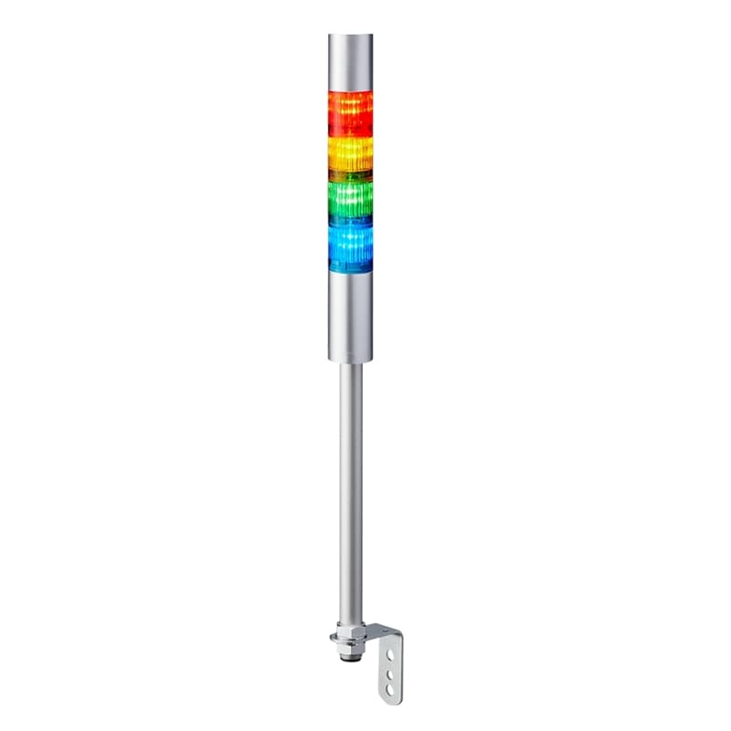 Patlite LR4-402LJBU-RYGB 40mm 4-tier Signal Tower, 24V DC, Pole Mount with L Bracket and Cable, Flashing/Buzzer, Silver Patlite LR4-402LJBU-RYGB 40mm 4-tier Signal Tower, 24V DC, Pole Mount with L Bracket and Cable, Flashing/Buzzer, Silver