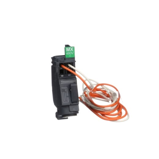 Schneider Electric LV426866 Schneider Electric LV426866 is a coil designed for tripping purposes, featuring a shunt opening release / tripping coil (ST MX) function. It comes with a pre-wired cable terminated with bare end flying leads for connections. This part operates on a control voltage ranging from 380Vac to 480Vac. Schneider Electric LV426866 Schneider Electric LV426866 is a coil designed for tripping purposes, featuring a shunt opening release / tripping coil (ST MX) function. It comes with a pre-wired cable terminated with bare end flying leads for connections. This part operates on a control voltage ranging from 380Vac to 480Vac.