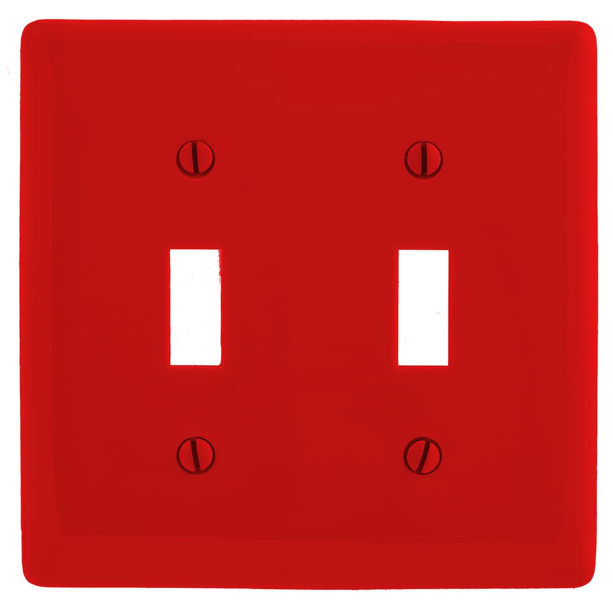 Hubbell NP2R Wallplates and Box Covers, Wallplate, Nylon, 2-Gang, 2) Toggle, Red  ; Reinforcement ribs for extra strength ; Captive screw feature holds mounting screw in place ; High-impact, self-extinguishing nylon material ; Smooth, easy to clean finish ; Standard S Hubbell NP2R Wallplates and Box Covers, Wallplate, Nylon, 2-Gang, 2) Toggle, Red  ; Reinforcement ribs for extra strength ; Captive screw feature holds mounting screw in place ; High-impact, self-extinguishing nylon material ; Smooth, easy to clean finish ; Standard S