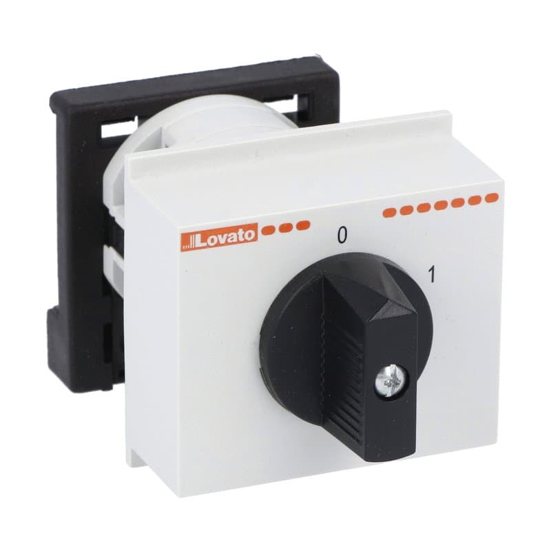 Lovato Electric 7GN1290O48 7GN1290O48 Lovato - Rotary cam switch 7GN series, ON-OFF switch 1 pole 16A, modular service cover for 35mm DIN reail mounting with black handle, front plate 45X54mm Lovato Electric 7GN1290O48 7GN1290O48 Lovato - Rotary cam switch 7GN series, ON-OFF switch 1 pole 16A, modular service cover for 35mm DIN reail mounting with black handle, front plate 45X54mm