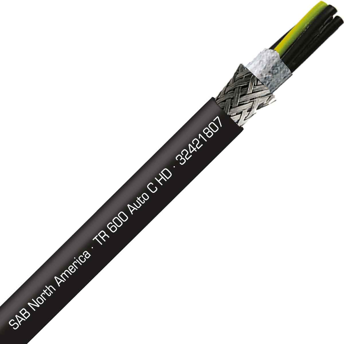 SAB 32421807 TR 600 Auto C HD - 18 AWG/7c, shielded continuous flex exposed run TPE tray cable, UL, CSA, CE, RoHS SAB 32421807 TR 600 Auto C HD - 18 AWG/7c, shielded continuous flex exposed run TPE tray cable, UL, CSA, CE, RoHS