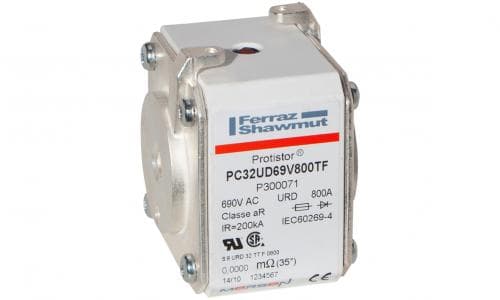 Mersen P300071 P300071 Mersen - Square Body High-Speed Fuse Protistor® Size 32 aR 690VAC IEC 700VAC UL 800A With Striker Flush ends metric threads Mersen P300071 P300071 Mersen - Square Body High-Speed Fuse Protistor® Size 32 aR 690VAC IEC 700VAC UL 800A With Striker Flush ends metric threads