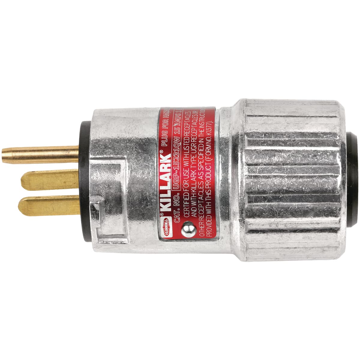 Hubbell UGP-20231QW UGP Series - Aluminum 20 Amp 125VAC Interchangeable Blade Style Plug With Quick Wiring - NEMA Configuration 5-20P ; Factory sealed chamber in UGR receptacle contains switch’s arcing components. ; Spring loaded receptacle cover closes when plug is removed Hubbell UGP-20231QW UGP Series - Aluminum 20 Amp 125VAC Interchangeable Blade Style Plug With Quick Wiring - NEMA Configuration 5-20P ; Factory sealed chamber in UGR receptacle contains switch’s arcing components. ; Spring loaded receptacle cover closes when plug is removed