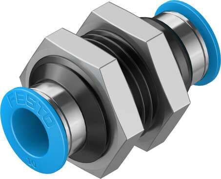 Festo 153160 push-in bulkhead connector QSS-10 Size: Standard, Nominal size: 9 mm, Assembly position: Any, Container size: 10, Design structure: Push/pull principle Festo 153160 push-in bulkhead connector QSS-10 Size: Standard, Nominal size: 9 mm, Assembly position: Any, Container size: 10, Design structure: Push/pull principle