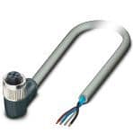Phoenix Contact 1096021 Sensor/actuator cable, 4-position, PVC, gray, shielded, free cable end, on Socket angled M12, coding: A, cable length: 5 m, Foil shielding plus drain wire Phoenix Contact 1096021 Sensor/actuator cable, 4-position, PVC, gray, shielded, free cable end, on Socket angled M12, coding: A, cable length: 5 m, Foil shielding plus drain wire