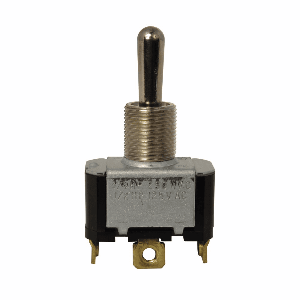 Eaton E10T115GP E10T115GP Eaton - Eaton E10 toggle switch, Single-pole, ON, OFF, ON, 0.563 inch lever, Spade, Double-throw, 10A at 250 Vac, 1/2 hp at 50 Vac, 0.47 inch bushing Eaton E10T115GP E10T115GP Eaton - Eaton E10 toggle switch, Single-pole, ON, OFF, ON, 0.563 inch lever, Spade, Double-throw, 10A at 250 Vac, 1/2 hp at 50 Vac, 0.47 inch bushing