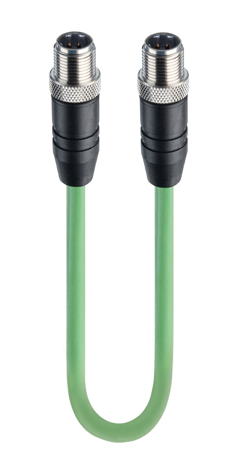 Belden 589 Fast Ethernet Cat5e Data Double-Ended Cordset: Male straight D-coded black M12 Standard to male straight D-coded black M12 Standard, shielded, 50 V AC / 60 V DC, 4 A; PUR green cable, 4-wires, 2x2x0.34 mm², 0985 342 100/6 M, 6 m Belden 589 Fast Ethernet Cat5e Data Double-Ended Cordset: Male straight D-coded black M12 Standard to male straight D-coded black M12 Standard, shielded, 50 V AC / 60 V DC, 4 A; PUR green cable, 4-wires, 2x2x0.34 mm², 0985 342 100/6 M, 6 m