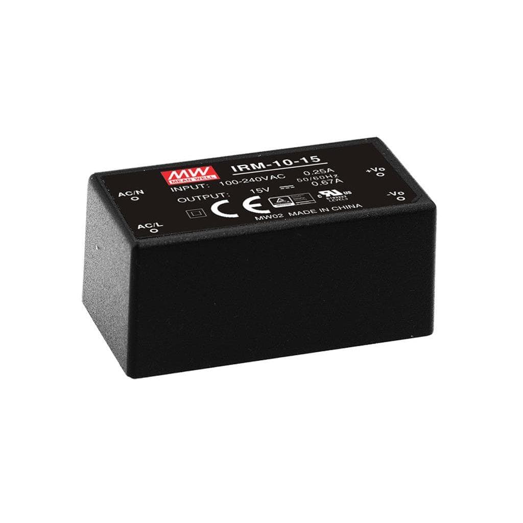MEAN WELL IRM-10-12 AC-DC Single output Encapsulated power supply; Input 85-264Vac; Output 12Vdc at 0.85A; PCB mount; miniature size MEAN WELL IRM-10-12 AC-DC Single output Encapsulated power supply; Input 85-264Vac; Output 12Vdc at 0.85A; PCB mount; miniature size