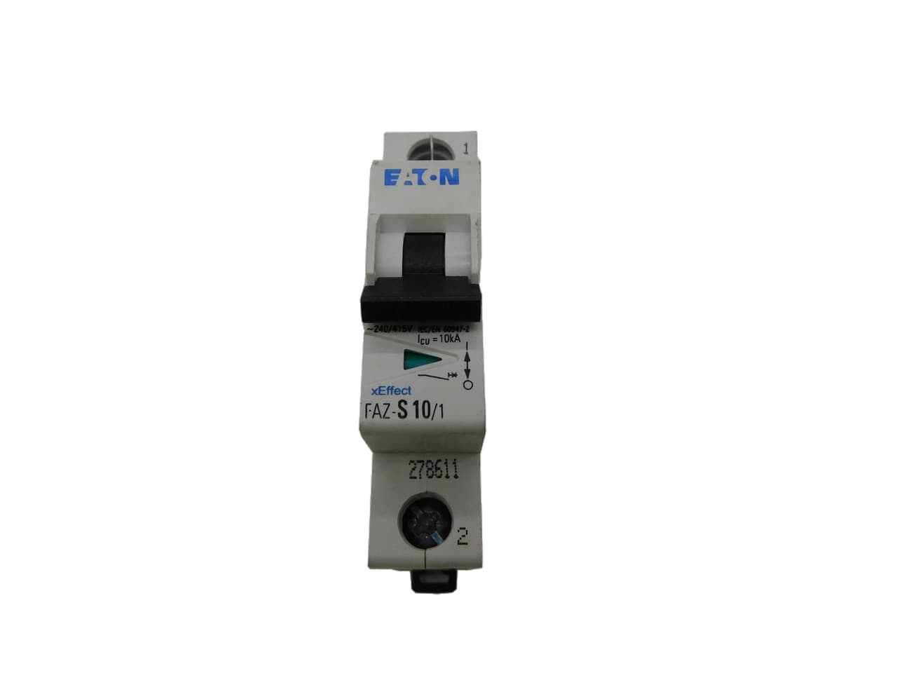 Eaton FAZ-S10/1 277/480 VAC 50/60 Hz, 10 A, 1-Pole, 10 kA, 13 to 17 x Rated Current, Line/Load Terminal, DIN Rail Mount, Standard Packaging, S-Curve, Current Limiting, Thermal Magnetic, Supplementary Protector Eaton FAZ-S10/1 277/480 VAC 50/60 Hz, 10 A, 1-Pole, 10 kA, 13 to 17 x Rated Current, Line/Load Terminal, DIN Rail Mount, Standard Packaging, S-Curve, Current Limiting, Thermal Magnetic, Supplementary Protector