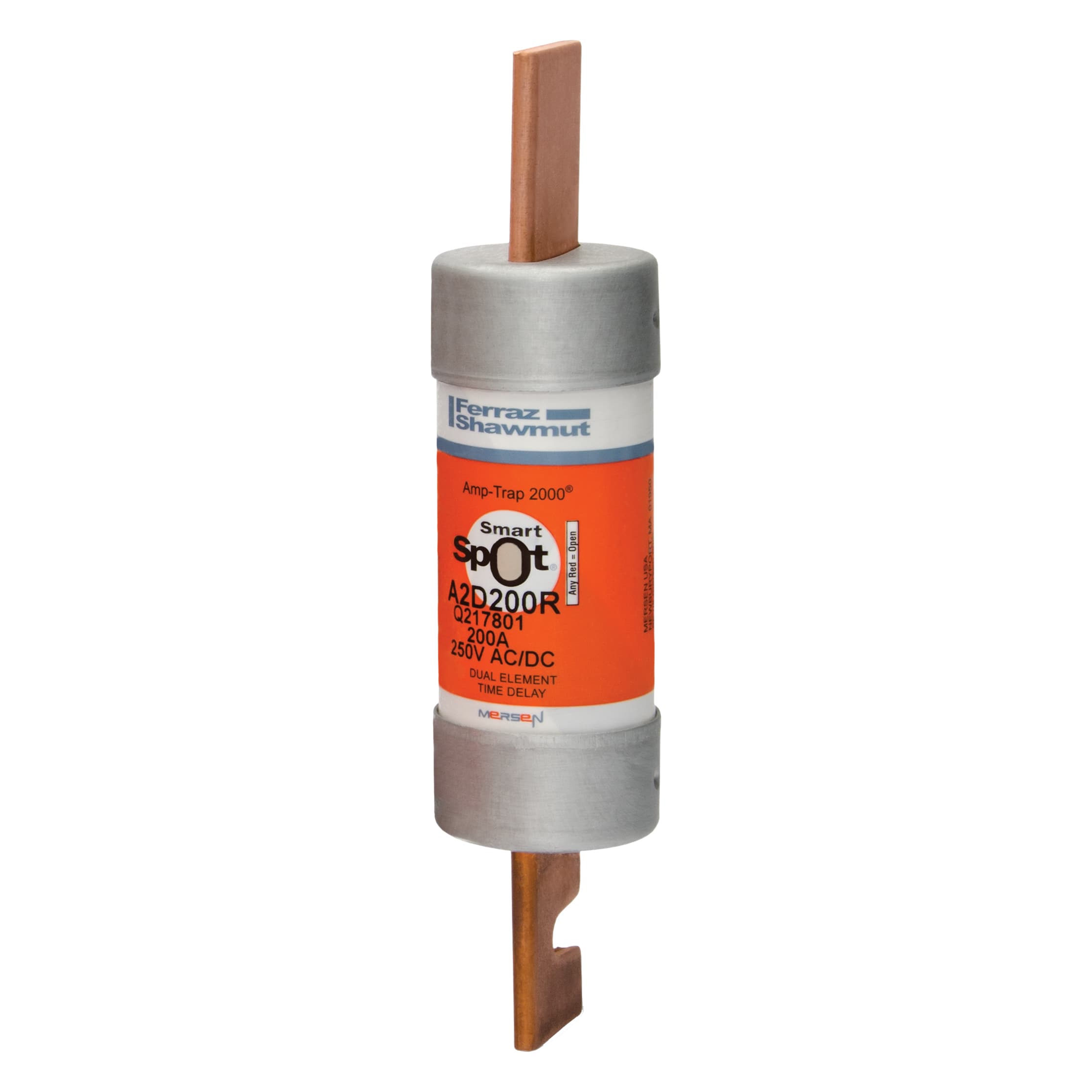 Mersen A2D200R A2D200R Mersen - Fuse A2D-R - Class RK1 - Time-Delay 250VAC 250VDC 200A Blade SmartSpot® Amp-Trap 2000® Mersen A2D200R A2D200R Mersen - Fuse A2D-R - Class RK1 - Time-Delay 250VAC 250VDC 200A Blade SmartSpot® Amp-Trap 2000®