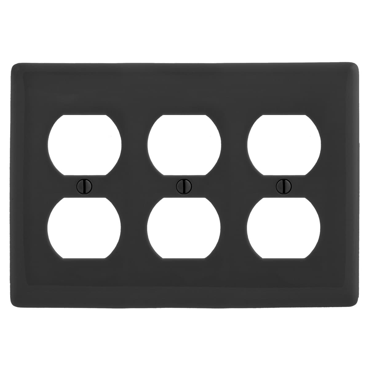 Hubbell NP83BK Wallplates and Box Covers, Wallplate, Nylon, 1-Gang, 1) Duplex, Black  ; Reinforcement ribs for extra strength ; High-impact, self-extinguishing nylon material ; Captive screw feature holds mounting screw in place ; Standard Size is 1/8" larger to give yo Hubbell NP83BK Wallplates and Box Covers, Wallplate, Nylon, 1-Gang, 1) Duplex, Black  ; Reinforcement ribs for extra strength ; High-impact, self-extinguishing nylon material ; Captive screw feature holds mounting screw in place ; Standard Size is 1/8" larger to give yo