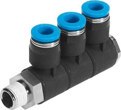 Festo 153230 multiple distributor QSLV3-1/2-12 3-fold, 360° orientable. Size: Standard, Nominal size: 6,5 mm, Type of seal on screw-in stud: coating, Assembly position: Any, Design structure: Push/pull principle Festo 153230 multiple distributor QSLV3-1/2-12 3-fold, 360° orientable. Size: Standard, Nominal size: 6,5 mm, Type of seal on screw-in stud: coating, Assembly position: Any, Design structure: Push/pull principle
