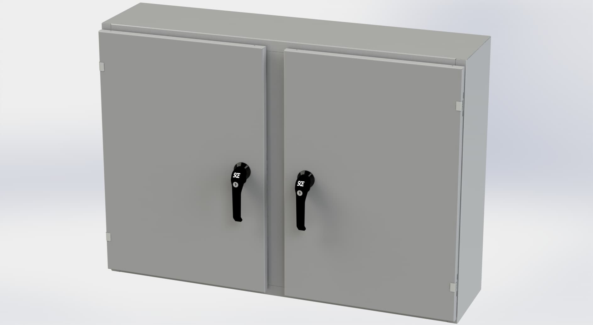 Saginaw Control SCE-30EL4210WFLP EL WFLP Enclosure, Height:30.00", Width:42.00", Depth:10.00", ANSI-61 gray powder coating inside and out. Optional sub-panels are powder coated white. Saginaw Control SCE-30EL4210WFLP EL WFLP Enclosure, Height:30.00", Width:42.00", Depth:10.00", ANSI-61 gray powder coating inside and out. Optional sub-panels are powder coated white.