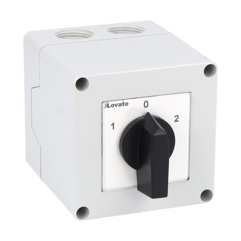 Lovato Electric 7GN2553P 7GN2553P Lovato - Enclosed rotary cam switch 7GN series, changeover switch 3 poles 25A in plastic enclosure 75X75mm with black handle Lovato Electric 7GN2553P 7GN2553P Lovato - Enclosed rotary cam switch 7GN series, changeover switch 3 poles 25A in plastic enclosure 75X75mm with black handle