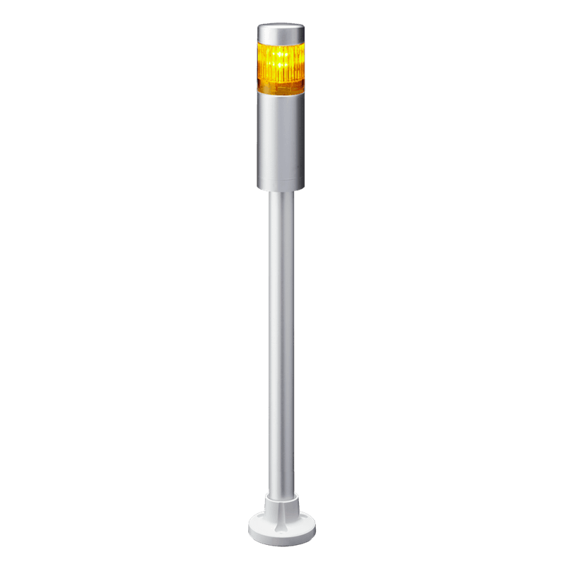 Patlite LR4-102PJNU-Y 40mm 1-tier Signal Tower, 24V DC, Pole Mount with Circular Bracket and Cable, No Flashing/Buzzer, Silver body, Amber LED Module Patlite LR4-102PJNU-Y 40mm 1-tier Signal Tower, 24V DC, Pole Mount with Circular Bracket and Cable, No Flashing/Buzzer, Silver body, Amber LED Module