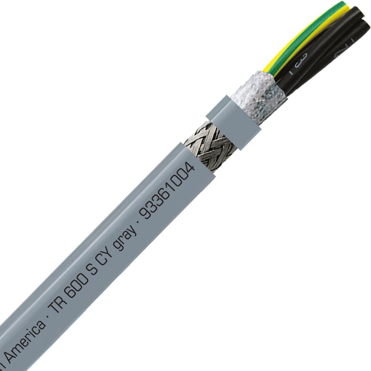 SAB 93361004 TR 600 S CY - 10 AWG/4c, shielded oil resistant flexible exposed run tray cable, UL, CSA, CE, RoHS SAB 93361004 TR 600 S CY - 10 AWG/4c, shielded oil resistant flexible exposed run tray cable, UL, CSA, CE, RoHS