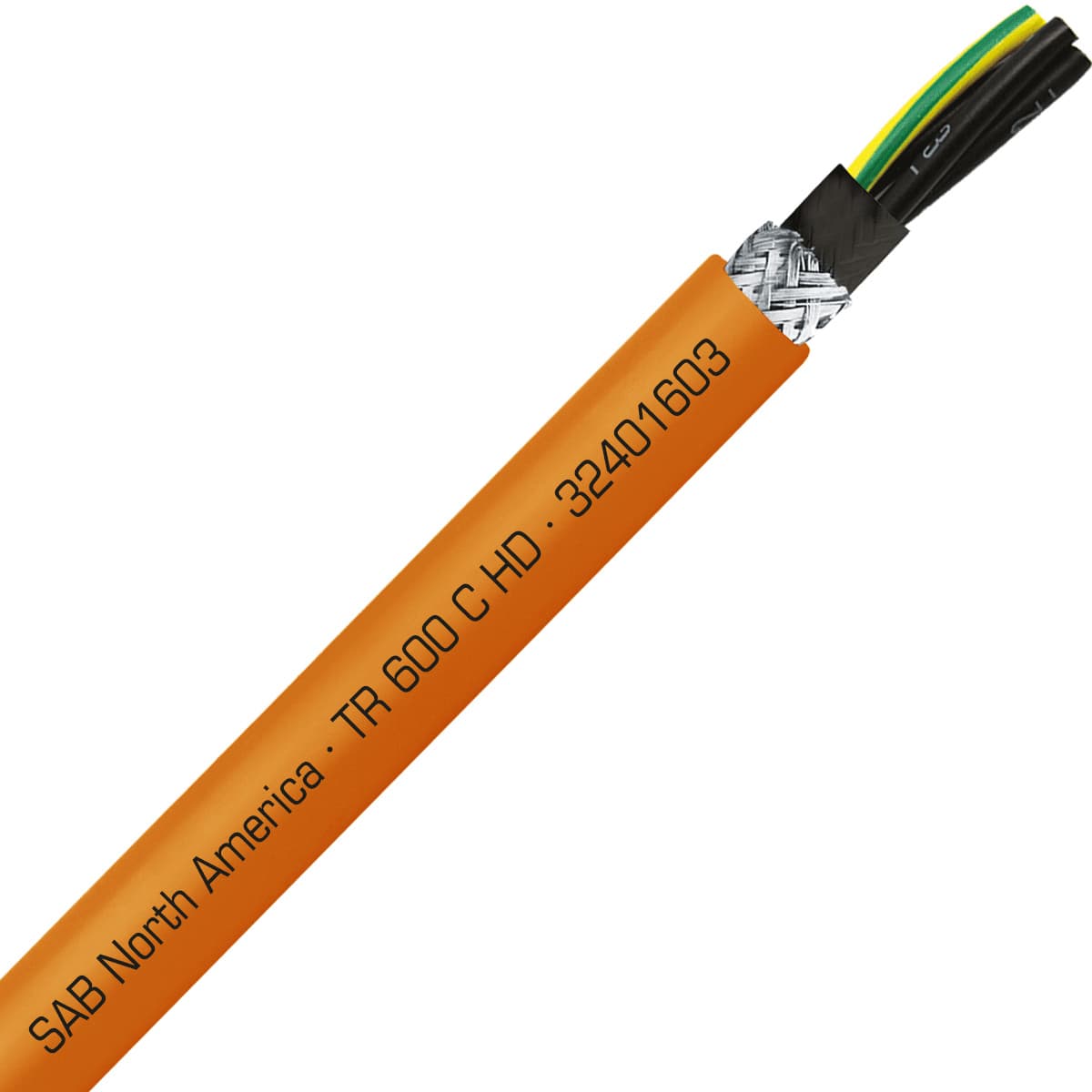SAB 32401603 TR 600 C HD - 16 AWG/3c, shielded oil resistant heavy duty flexible exposed run orange TPE tray cable, UL, CSA, CE, RoHS SAB 32401603 TR 600 C HD - 16 AWG/3c, shielded oil resistant heavy duty flexible exposed run orange TPE tray cable, UL, CSA, CE, RoHS