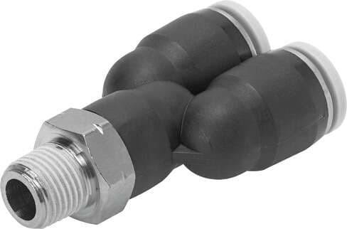Festo 564696 push-in Y-fitting QBY-1/4-3/8-U 360° orientable, male thread with external hexagon. Size: Standard, Nominal size: 0,276 ", Type of seal on screw-in stud: coating, Assembly position: Any, Design structure: Push/pull principle Festo 564696 push-in Y-fitting QBY-1/4-3/8-U 360° orientable, male thread with external hexagon. Size: Standard, Nominal size: 0,276 ", Type of seal on screw-in stud: coating, Assembly position: Any, Design structure: Push/pull principle