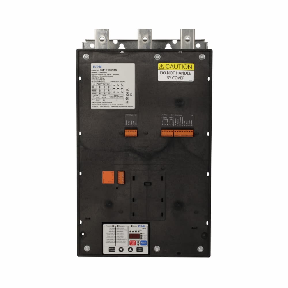 Eaton S611C180P3S S611C180P3S Eaton - S611 Soft Starter, Frame C, 180A, 150 hp, 480V, 90-180 FLA, 108-132V operating, #22-12 AWG, 1 conductor, Vertical mounting, 2 Slots, Pump control, Pump control, FDC circuit breaker, Class RK5/K5/J Fuse Eaton S611C180P3S S611C180P3S Eaton - S611 Soft Starter, Frame C, 180A, 150 hp, 480V, 90-180 FLA, 108-132V operating, #22-12 AWG, 1 conductor, Vertical mounting, 2 Slots, Pump control, Pump control, FDC circuit breaker, Class RK5/K5/J Fuse