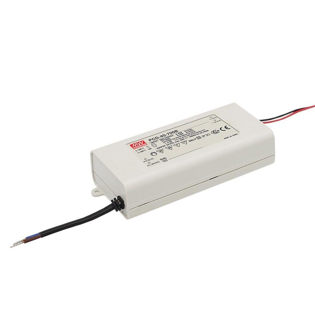 MEAN WELL PCD-40-1050B AC-DC Single output LED driver Constant Current (CC); Output 1.05A at 22-38Vdc; AC phase-cut dimming MEAN WELL PCD-40-1050B AC-DC Single output LED driver Constant Current (CC); Output 1.05A at 22-38Vdc; AC phase-cut dimming
