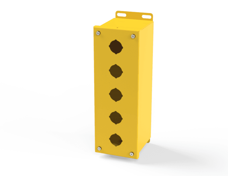 Saginaw Control SCE-5PBX-RAL1018 PBX Enclosure, Height:12.00", Width:4.00", Depth:4.75", RAL 1018 Yellow powder coat inside and out. Saginaw Control SCE-5PBX-RAL1018 PBX Enclosure, Height:12.00", Width:4.00", Depth:4.75", RAL 1018 Yellow powder coat inside and out.