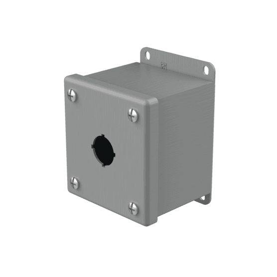 Hoffman E1PBG Pushbutton Enclosures, Type 12, 1PB x 22.5mm, Gray, Steel Hoffman E1PBG Pushbutton Enclosures, Type 12, 1PB x 22.5mm, Gray, Steel