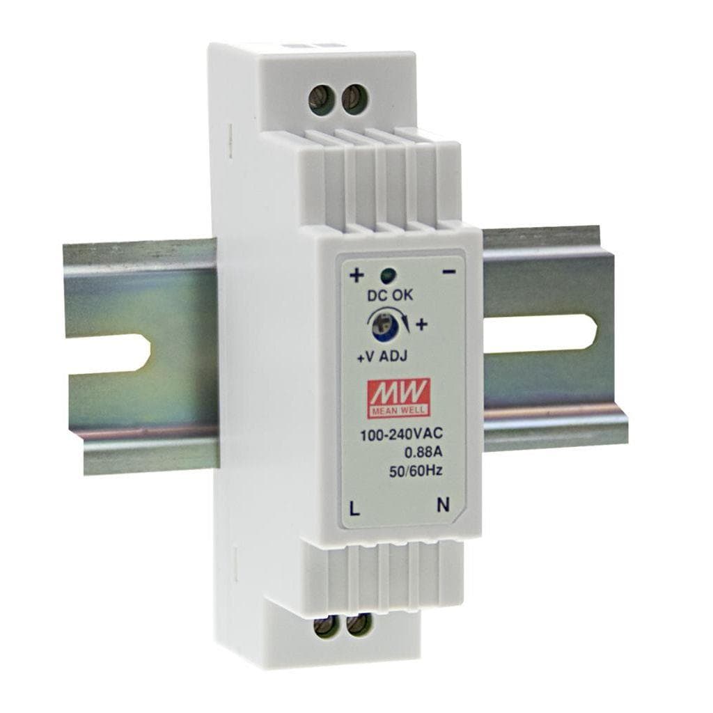 MEAN WELL DR-15-15 AC-DC Industrial DIN rail power supply; Output 15Vdc at 1A; plastic T-shape case; DR-15-15 is succeeded by HDR-15-15. MEAN WELL DR-15-15 AC-DC Industrial DIN rail power supply; Output 15Vdc at 1A; plastic T-shape case; DR-15-15 is succeeded by HDR-15-15.
