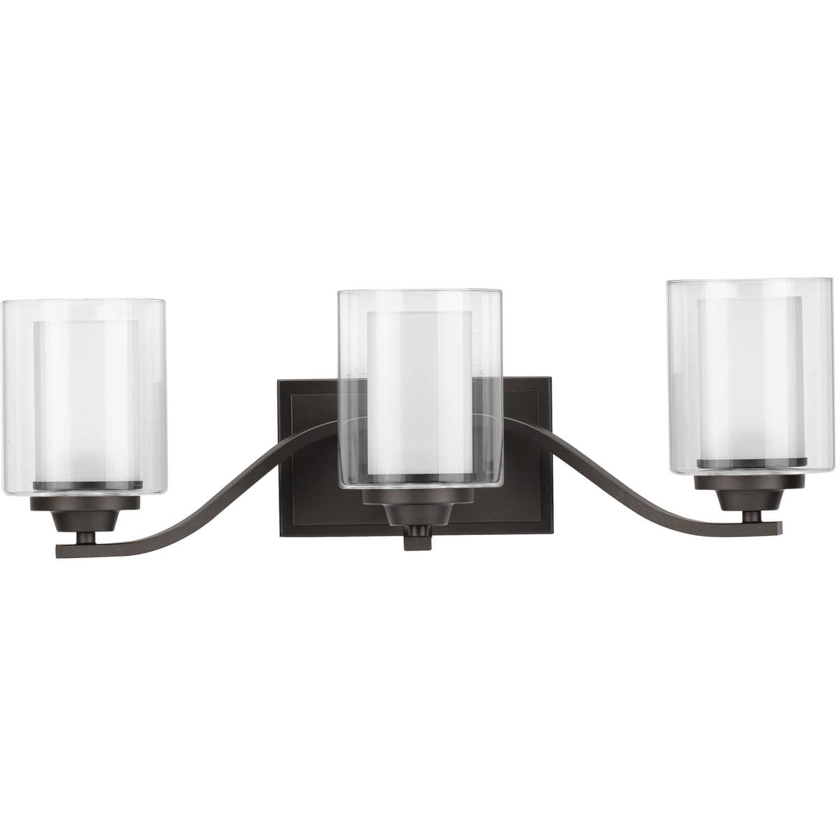 Hubbell P300122-143 Add a modern romance to the heart of your home with this lovely wall bracket. Quiet etched glass diffusers are surrounded by clear outer shades for a soft, luxurious touch. The shades sit on an elegant graphite frame with a rectangular backplate. ; Ideal Hubbell P300122-143 Add a modern romance to the heart of your home with this lovely wall bracket. Quiet etched glass diffusers are surrounded by clear outer shades for a soft, luxurious touch. The shades sit on an elegant graphite frame with a rectangular backplate. ; Ideal
