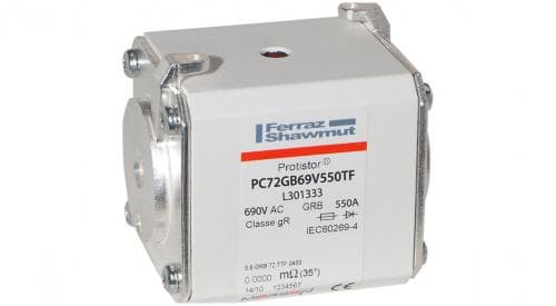 Mersen L301333 L301333 Mersen - Square Body High-Speed Fuse Protistor® Size 72 gR 690VAC IEC 550A With Striker Flush ends metric threads Mersen L301333 L301333 Mersen - Square Body High-Speed Fuse Protistor® Size 72 gR 690VAC IEC 550A With Striker Flush ends metric threads