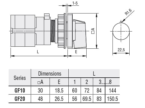 Lovato Electric GF2056U47 GF2056U47 Lovato - Rotary cam switch GF series, changeover switch without 0, 3 poles 20A, for snap on front mounting with black handle for hole dia: 22mm fixing, front plate 48X48mm Lovato Electric GF2056U47 GF2056U47 Lovato - Rotary cam switch GF series, changeover switch without 0, 3 poles 20A, for snap on front mounting with black handle for hole dia: 22mm fixing, front plate 48X48mm