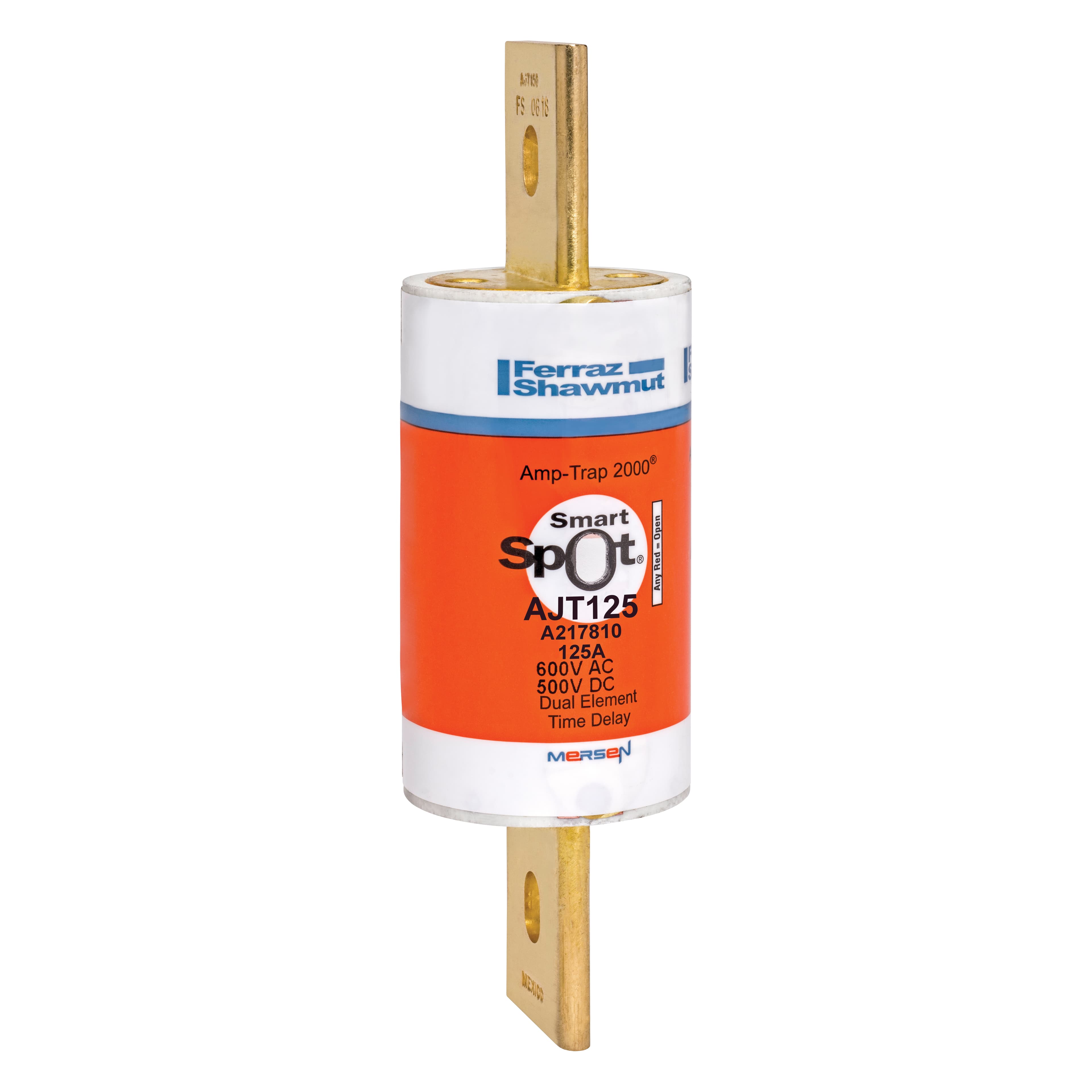 Mersen AJT125 AJT125 Mersen - Fuse AJT - Class J - Time-delay 600VAC 500VDC 125A Blade SmartSpot® Amp-Trap 2000® Mersen AJT125 AJT125 Mersen - Fuse AJT - Class J - Time-delay 600VAC 500VDC 125A Blade SmartSpot® Amp-Trap 2000®