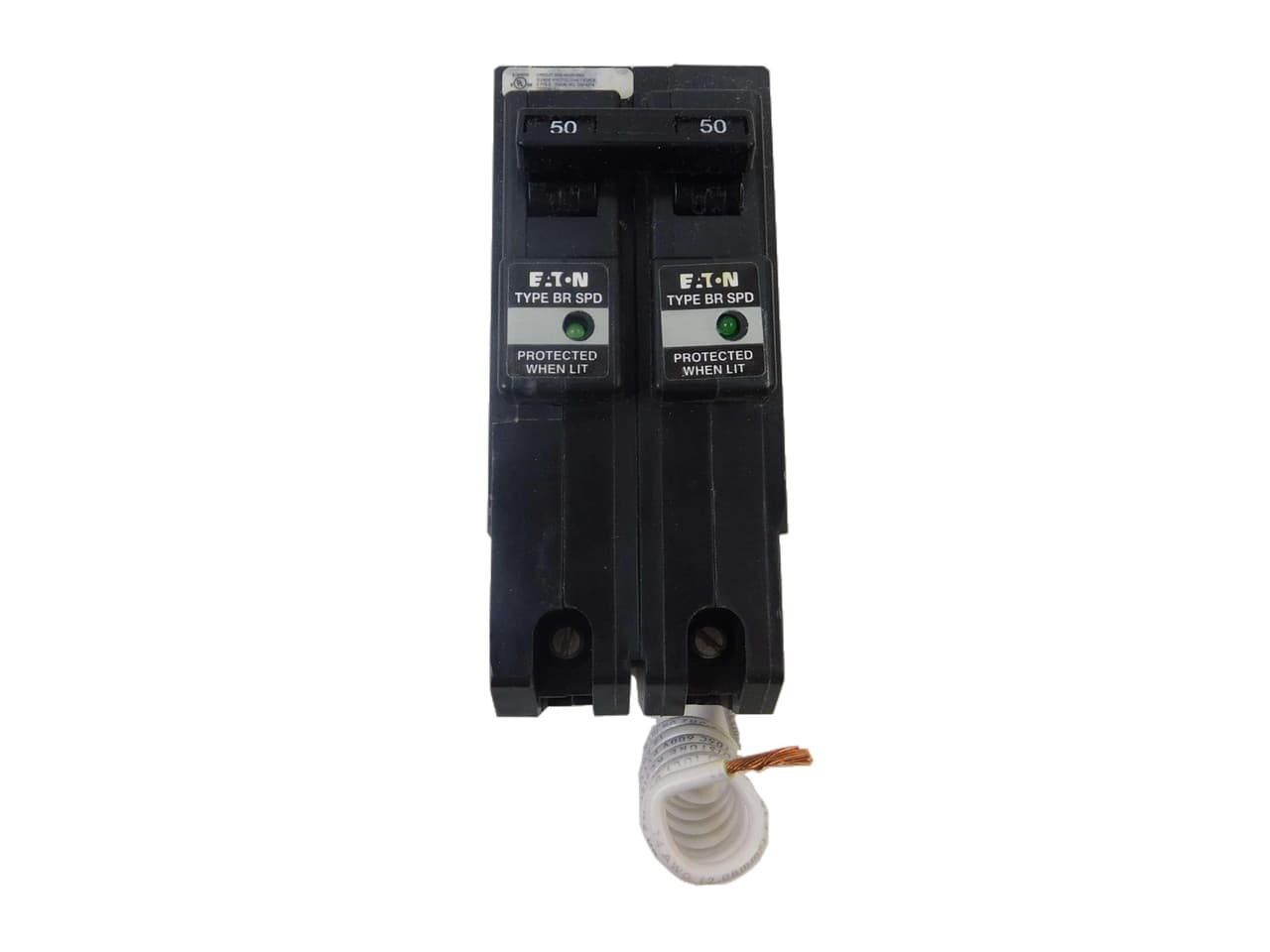 Eaton BR250SUR BR250SUR Eaton - Eaton BR residential surge breaker, Two-pole, 50A, 10 kA nominal discharge, 36 kA surge current Eaton BR250SUR BR250SUR Eaton - Eaton BR residential surge breaker, Two-pole, 50A, 10 kA nominal discharge, 36 kA surge current