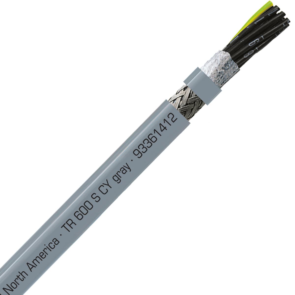 SAB 93361412 TR 600 S CY - 14 AWG/12c, shielded oil resistant flexible exposed run tray cable, UL, CSA, CE, RoHS SAB 93361412 TR 600 S CY - 14 AWG/12c, shielded oil resistant flexible exposed run tray cable, UL, CSA, CE, RoHS