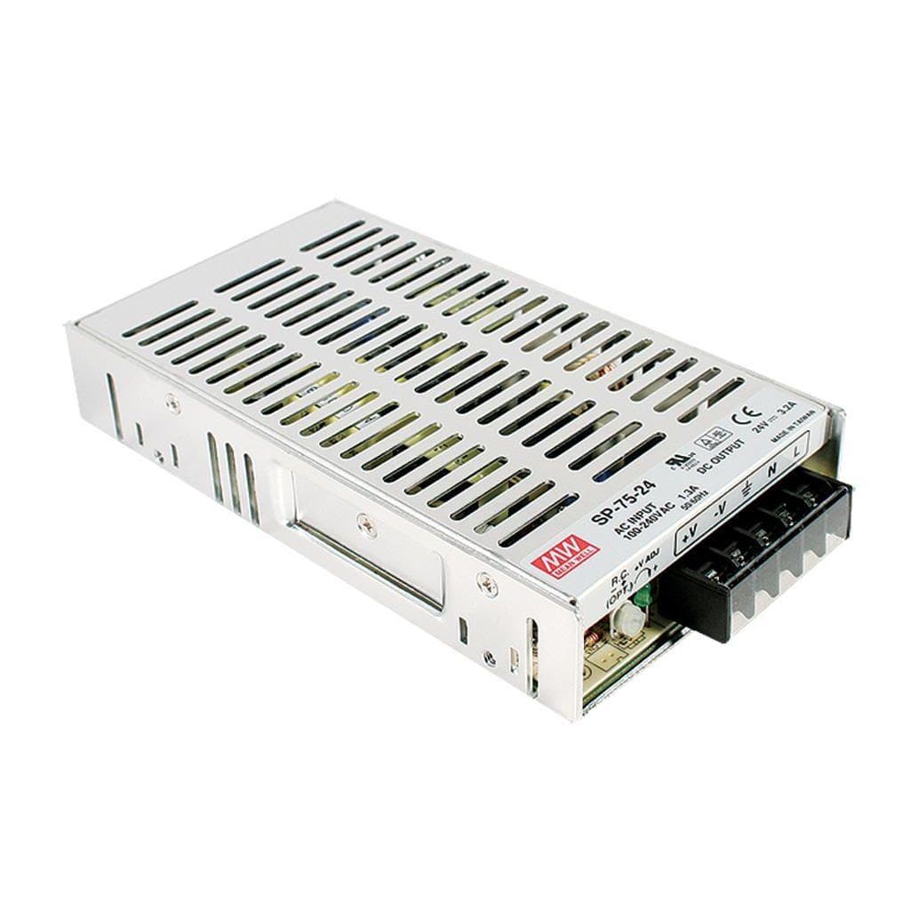 MEAN WELL SP-75-7.5 AC-DC Enclosed power supply; Output 7.5Vdc at 10A; PFC; free air convection; SP-75-7.5 is succeeded by RSP-75-7.5. MEAN WELL SP-75-7.5 AC-DC Enclosed power supply; Output 7.5Vdc at 10A; PFC; free air convection; SP-75-7.5 is succeeded by RSP-75-7.5.