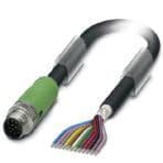 Phoenix Contact 1430048 Sensor/actuator cable, 12-position, PUR/PVC, black RAL 9005, shielded, Plug straight M12 SPEEDCON, coding: A, on free cable end, cable length: 1.5 m Phoenix Contact 1430048 Sensor/actuator cable, 12-position, PUR/PVC, black RAL 9005, shielded, Plug straight M12 SPEEDCON, coding: A, on free cable end, cable length: 1.5 m