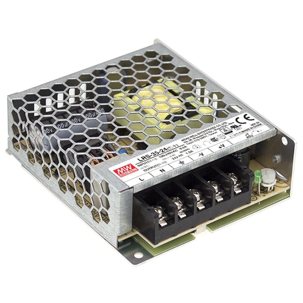 MEAN WELL LRS-35-48 AC-DC Single output enclosed power supply; Universal AC input; Output 48Vdc at 0.8A; Up to 5G vibration; 1U low profile MEAN WELL LRS-35-48 AC-DC Single output enclosed power supply; Universal AC input; Output 48Vdc at 0.8A; Up to 5G vibration; 1U low profile