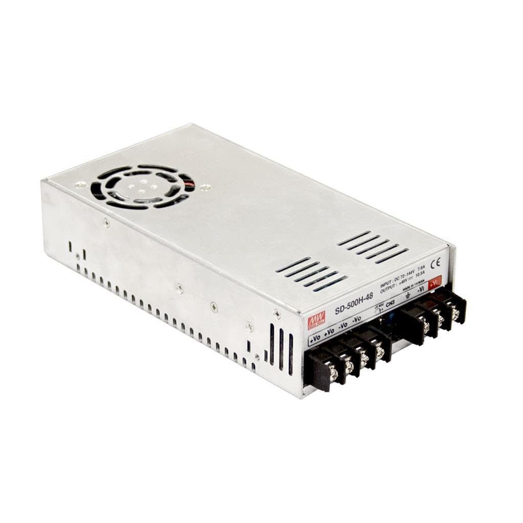 MEAN WELL SD-500L-24 DC-DC Enclosed converter; Input 19-72Vdc; Output +24Vdc at 21A; 2000Vdc I/O isolation; 12Vdc Vsb; Forced air cooling MEAN WELL SD-500L-24 DC-DC Enclosed converter; Input 19-72Vdc; Output +24Vdc at 21A; 2000Vdc I/O isolation; 12Vdc Vsb; Forced air cooling