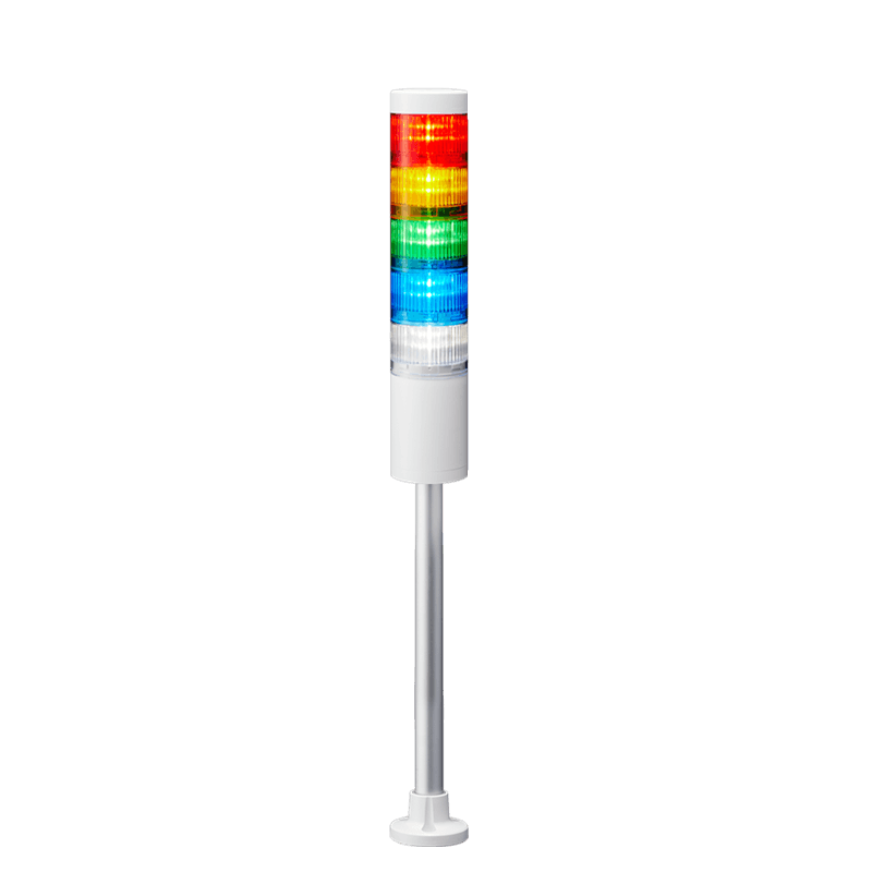 Patlite LR6-502PJNW-RYGBC 60mm 5-tier Signal Tower, 24V DC, Pole Mount with Circular Bracket and Cable, No Flashing/Buzzer, Off-white Patlite LR6-502PJNW-RYGBC 60mm 5-tier Signal Tower, 24V DC, Pole Mount with Circular Bracket and Cable, No Flashing/Buzzer, Off-white