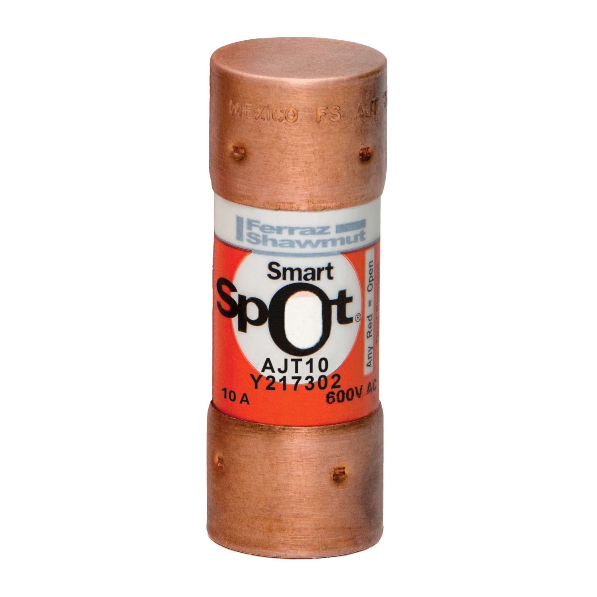 Mersen AJT10 AJT10 Mersen - Fuse AJT - Class J - Time-delay 600VAC 500VDC 10A Ferrule SmartSpot® Amp-Trap 2000® Mersen AJT10 AJT10 Mersen - Fuse AJT - Class J - Time-delay 600VAC 500VDC 10A Ferrule SmartSpot® Amp-Trap 2000®