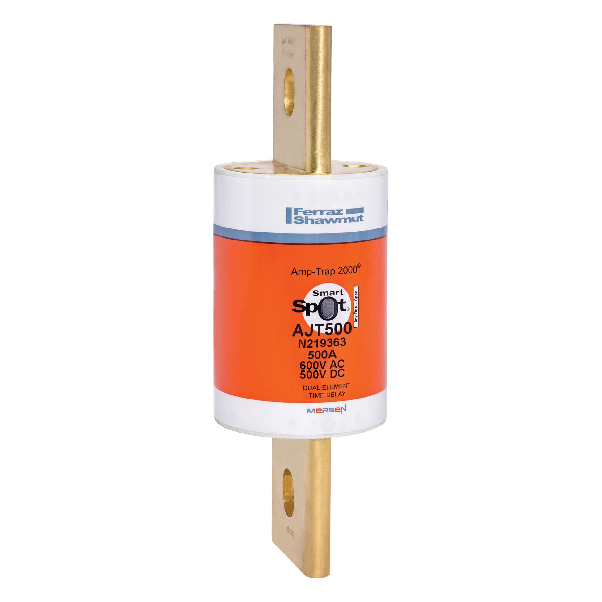 Mersen AJT500 AJT500 Mersen - Fuse AJT - Class J - Time-delay 600VAC 500VDC 500A Blade SmartSpot® Amp-Trap 2000® Mersen AJT500 AJT500 Mersen - Fuse AJT - Class J - Time-delay 600VAC 500VDC 500A Blade SmartSpot® Amp-Trap 2000®