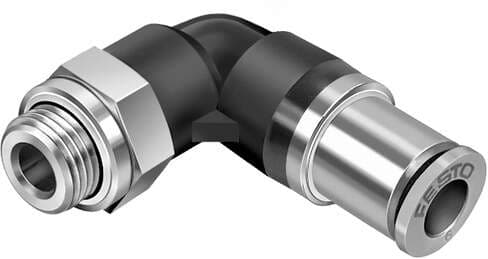 Festo 186310 self-sealing push-in L-fitting QSKL-G1/4-10 360° orientable, male thread with external hexagon. Size: Standard, Nominal size: 5,2 mm, Approved tubing type: (* PAN-, * PAN-MF-, * PAN-R-, * PAN-V0-, * PEN-, * PFAN-, * PLN-, * PTFEN-, * PUN-, * PUN-CM-, * PU Festo 186310 self-sealing push-in L-fitting QSKL-G1/4-10 360° orientable, male thread with external hexagon. Size: Standard, Nominal size: 5,2 mm, Approved tubing type: (* PAN-, * PAN-MF-, * PAN-R-, * PAN-V0-, * PEN-, * PFAN-, * PLN-, * PTFEN-, * PUN-, * PUN-CM-, * PU