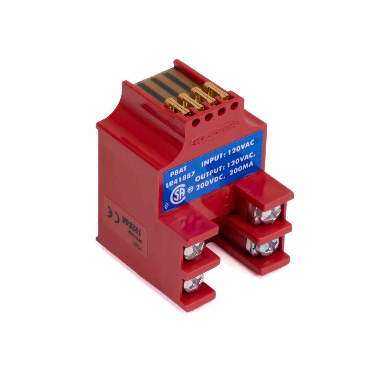 Banner PBAT MULTI-BEAM: 3 and 4 wire power block; Range: depends on sensor; Input: 105-130 V ac; Output: SPST isolated solid-state switch; Wiring Chamber Banner PBAT MULTI-BEAM: 3 and 4 wire power block; Range: depends on sensor; Input: 105-130 V ac; Output: SPST isolated solid-state switch; Wiring Chamber