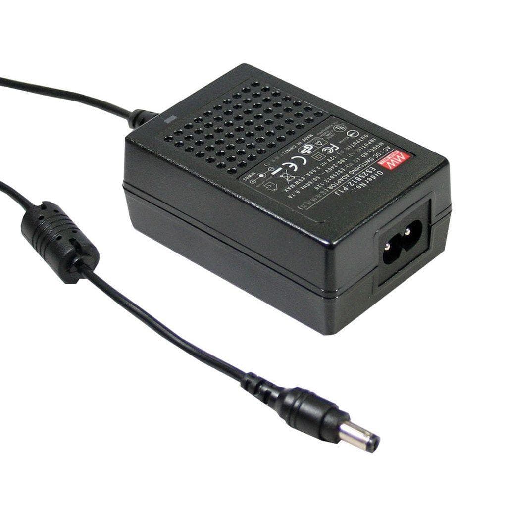 MEAN WELL GS25B07-P1J AC-DC Industrial desktop adaptor with 2 pin IEC320-C8 input socket; Output 7.5VDC at 2.93A with P1J tuning fork plug OD 5.5mm; ID 2.1mm; Length 11mm; Class II; GS25B07-P1J is succeeded by GST25B07-P1J. MEAN WELL GS25B07-P1J AC-DC Industrial desktop adaptor with 2 pin IEC320-C8 input socket; Output 7.5VDC at 2.93A with P1J tuning fork plug OD 5.5mm; ID 2.1mm; Length 11mm; Class II; GS25B07-P1J is succeeded by GST25B07-P1J.